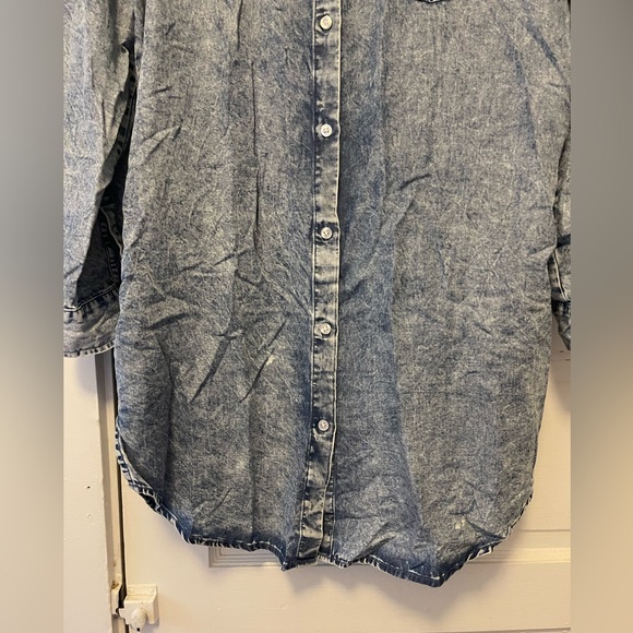 Acid Wash Chambray Shirt Dress - Picture 2 of 10